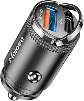 USB C 60W Car Charger Fast Charge, 30W PD& 30W QC3.0 Fast Charge with Metal Body, Flush Fit Pull Ring Style Universal for iPhone 13/13 Pro/12/12 Pro Max/XS/XR, Samsung Galaxy, Car Accessories