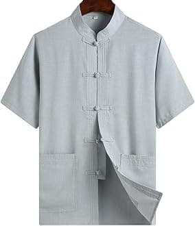 ZooBooChinese Clothing Tang Suit - Kung Fu Short Sleeve Shirt for Men