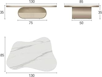 WestUx Cream White Live Edge Coffee Table, Cloud-Shape Coffee Table, Minimalist Display Center Table Living Room Low Side End Table for Sitting on The Floor,White,120CM