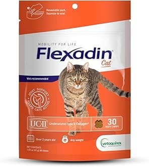 Vetoquinol Flexadin Cat Hip and Joint Support Chew with UC-II, Cat Joint Supplement, Clinically Proven and Veterinarian-Developed Formula for Hip and Joint Support Cats, 30 Count Bag