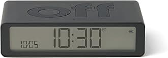 Flip Classic Digital Alarm Clock with Reversible On/Off Faces, Rechargeable bedside clock with LCD display, Touch Sensor for Snooze & Light function - Dark Grey