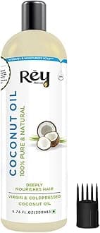 Rey Naturals Extra Virgin Cold Pressed Coconut Oil For Men & Women | Hair Oil For Strong Hair, Improved Scalp Condition | Ideal For All Type Skin & Hair Types - 200ml