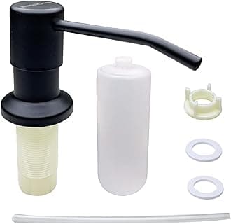 amiciCare ABS Kitchen Sink Soap Dispenser Top Refill Built-In Countertop S.S Steel Dispenser Pump With 360 Degree Rotating Head And 300Ml Soap Bottle (Black)