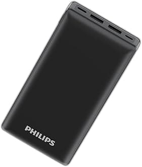 Philips DLP7721C 20000mAh Power Bank with 20W PD & QC3.0, USB-A & Type-C Ports, Compatible with iPhone 16/15 Series, Galaxy S25/S24/S23 Ultra, AirPods, Type-C Cable Included (Black)