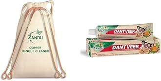 Zandu Dantveer Toothpaste 200Gm Copper Bad Breath Treatment,Plaque Removal Tongue Cleaner Pack Of 2 Fight Dental&Oral Problems Reduces Bad Breath Ayurvedic Toothpaste With 40 Ingredients