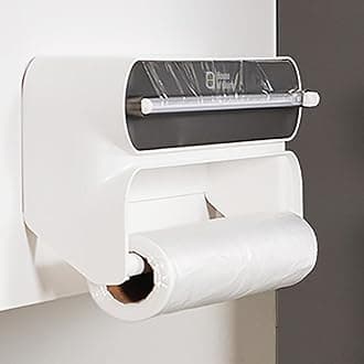 House of Quirk Magnetic Plastic Wrap Dispenser with Cutter, 2 in 1 Kitchen Organizers and Storage, Aluminum Foil and Plastic Wrap Organizer (Black)