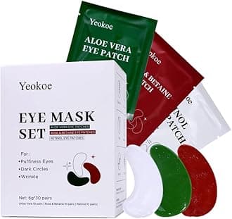 Under Eye Patches For Puffy Eyes and Dark Circles Wrinkle,30 Pairs Eye Masks Face Masks SkinCare With Retinol Serum,Aloe Vera,Rose & Betaine,Stocking Stuffers for Women