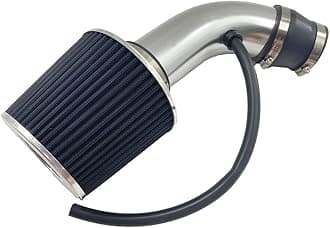 3" Universal Cold Air Intake Kit Intake Pipe Kit Aluminium Automotive Air Intake Air Filter Induction Flow Hose Pipe Kit Silver Tube