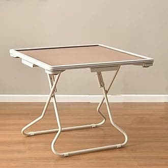 Mahjong Table Foldable, Mahjong Table, Domino Table with Drawers and Cup Holders, PVC Straight Edge Card Table, Wear-Resistant Desktop for Clubs, Bars (Natural)