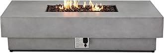 1 Pieces 60-Inch Outdoor Propane Fire Pit Table - 50,000 BTU, CSA-Certified Concrete Rectangle Firepits | Integrated Ignition, Steel Lid, Lava Rocks & Rain Cover Included