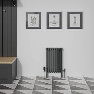 Warmehaus Traditional Cast Iron Style Anthracite 4 Column Horizontal Radiator 600x425mm Central Heating Space Saving Radiators