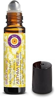 Deve Herbes ASTHMA RELIEF BREATHE EASY - Suitable for Asthamatic people with High Blood Pressure. Aromatherapy Essential Oil Blend of Cajeput, Holy Basil (Tulsi) Spearmint Essential Oils & Almond Oil 10ml