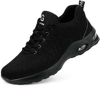 GUYISA Mens Safety Shoes Boots Steel Toe Cap Work Trainers Sneakers Lightweight Slip Resistant Breathable Protective Boots (7 UK), Black 50