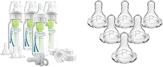 Anti-Colic Breast to Bottle Feeding Set with Slow Flow Nipples & Natural Flow Preemie Flow Narrow Baby Bottle Silicone Nipple