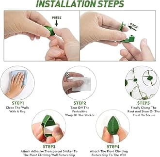 TASMAX Money Plant Holder Plant Support Clips Plant Clips for Climbers Money Plant Clips for Wall Support Climber Support for Plants Climbing Clips for Plants Creeper Climb Clip Leaf Shape Pack of 30