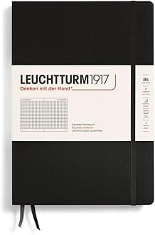 Notebook Hardcover Composition B5-219 Numbered Pages for Writing and Journaling (Black, Squared)