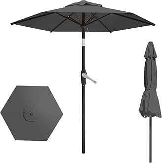 AreShark 7.5FT Patio Umbrella Table Market Umbrella w/Tilt and Crank Heavy-Duty Round Outdoor Umbrellas for Garden, Deck, Backyard, Pool and Beach, Gray