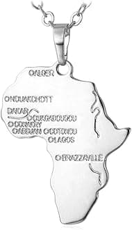 U7 Map of Africa Pendant Necklace for Men Women, African Jewellery, Resizable Chain, Come with Gift Box