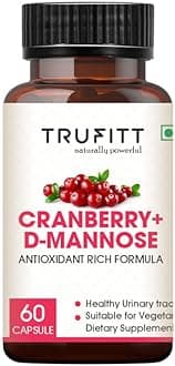 Trufitt Cranberry + D-Mannose Antioxidant For Kidney Health & Urinary Tract Health Support - 60 Capsules
