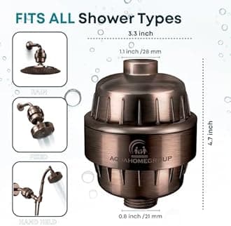 AquaHomeGroup 20 Stage Shower Filter with Vitamin C E for Hard Water - High Output Shower Water Filter to Remove Chlorine and Fluoride - 2 Cartridges Included -Consistent Water Flow Showerhead Filter
