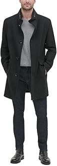 Kenneth Cole New York Kenneth Cole Men's Wool Top Coat, Water Resistant Navy 1, XX-Large