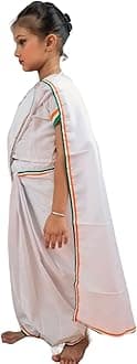 BookMyCostume Tri Colored Tricolor Saari Independence Day Indian Patriotic Girls Fancy Dress Costume 3-4 years