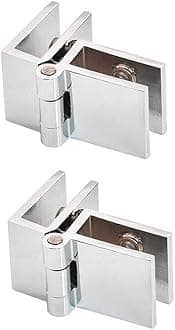 2 PCS 90 Degree Glass Door Clip Clamp Hinge No Drilling Glass to Glass Hinge for Glass Thickness 5mm - 8mm