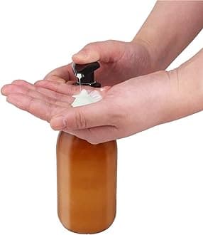 YBCPACK 8 Pack 250ml Plastic Soap Dispenser Bottles ,Amber Pump Bottle Dispenser Refillable for Bathroom，Conditioner, Hand Soap,Shampoo, Lotions etc.