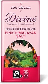 DIVINE CHOCOLATE Dark Chocolate Pink Himilayan Salt, 90 GR