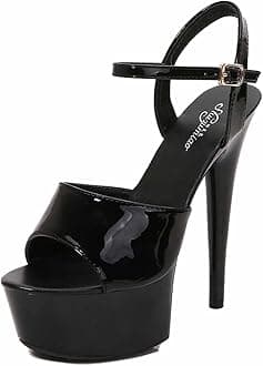 15CM/5.9IN Unisex Men's Women's Stilettos Ankle Strap High Heels Sandals Platform Party Shoes Open Toe Stiletto Pumps