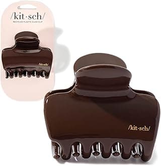 Kitsch Plastic Puffy Claw Clip for Women - 3.15 Inches Claw Clips for Full or Half Ponytail, Secure Hold for Thick Hair, Stylish Hair Accessories | Ideal Gifts for Women - Chocolate, 1pc