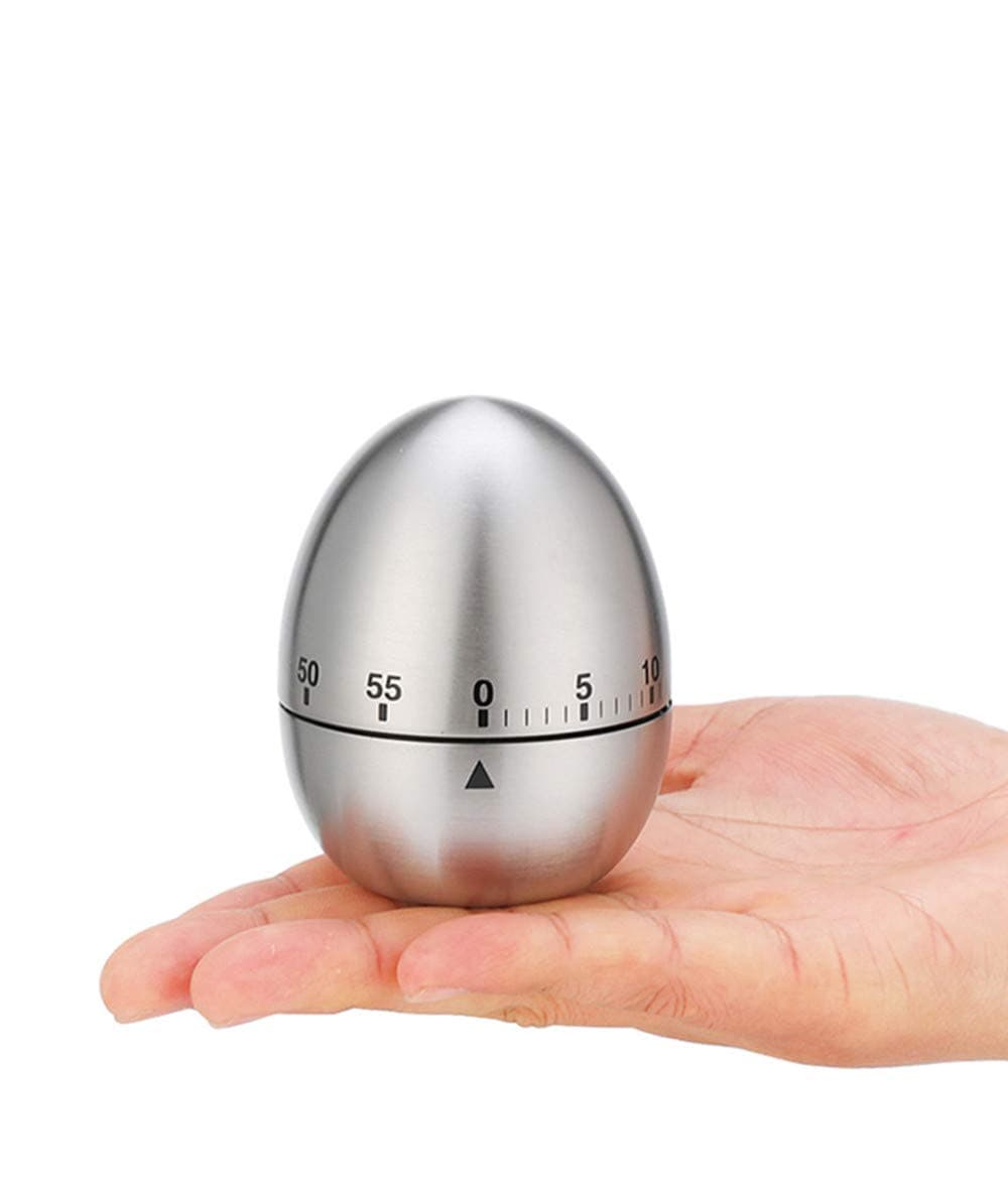 RBRSLALA Egg Timer Wind up Timer Kitchen Timer Cooking Timer Reminder Timer Mechanical Reminder Cute Timer Mechanical Rotating Alarm with 60 Minutes for Cooking (Silver)