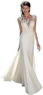 Beach Mermaid Wedding Dresses for Bride 2025 Lace Appliques Tulle Boho Bride Dress with Train