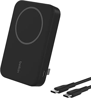 Belkin BoostCharge Pro Wireless Power Bank 8000mAh with Qi2, MagSafe Compatible Portable Charger + Built-in Pop-up Kickstand, For iPhone 17, iPhone Air, 16, 15, 14, Pixelsnap and More - Black