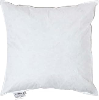 HOMESCAPES Luxury New White Duck Feather Cushion Pad Inner Insert - 50x50cm - 100% Natural Cotton Anti Dust Mite & Down Proof Cover - Double Stitched Stitching - Non-Allergic - Machine Washable