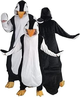 Wearable Penguin Blanket Hoodie Sleeping Bags for Adults Women Men Super Soft Warm Cozy Flannel Fleece Blanket Penguin Gifts(L,Suitable Height 4'11"-5'5")