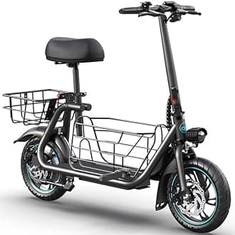 Gyroor Electric Scooter for Adults with Large Pet Basket – Dog-Friendly 550W Motor 19 MPH, 20 Mile Long Range, Foldable Commuter E-Scooter with Comfort Seat for Pets & Groceries