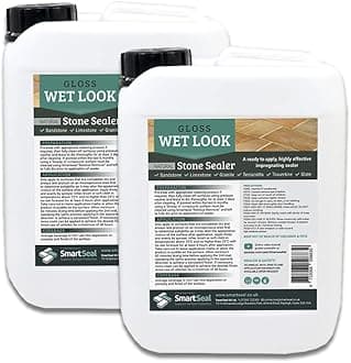 SmartSeal's Natural Stone Sealer - Wet Look Finish - Professional Grade, Easy To Apply - Durable Gloss Sealer for Sandstone, Limestone & Slate (2 x 5L)