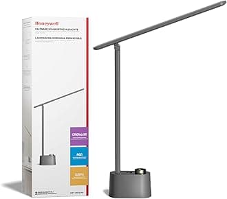Honeywell HWT-H01 Pro LED Desk Lamp - Grey, ABS Material, 48 LED Lights, USB & Type-C Charging, Dimmable, Eye-Caring, Foldable