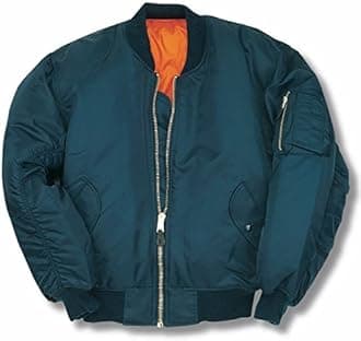 MA1 BOMBER JACKET WITH HEAVY BRASS ZIP (L, PETROL BLUE)