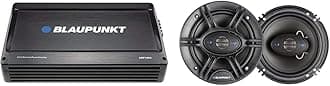 BLAUPUNKT 1600W 4-Channel, Full-Range Amplifier AMP1604 & 6.5-Inch 360W 4-Way Coaxial Car Audio Speaker, Set of 2