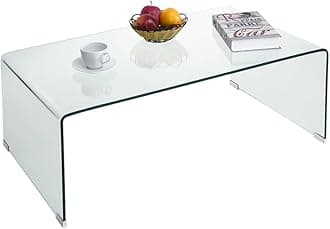 Panana Clear Tempered Glass Coffee Table 100cm Length Compact Living Room Side End Table