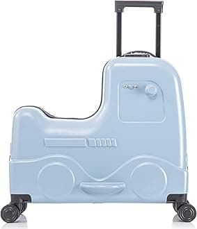 22 Inch Ride on Suitcase for Kids, Toddler Travel Luggage with Seat, Spinner Wheels & Safety Belt, Stroller Style Carry-On with Combination Lock & Telescoping Handle for Ages 2-8