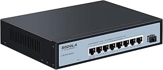 Sodola8 Port 2.5G PoE Switch 120W|1X 10G SFP+&4 x 2.5GBase-T PoE Ports, IEEE802.3af/at, Plug & Play/ Desktop&Wall Mount 2.5GbE PoE Network Switch