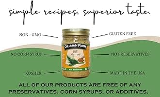Dillman Farm All Natural Gourmet Dill Mustard - Gluten-Free, Non-GMO, Vegan, Kosher, Eco-Friendly, Preservative Free, Corn Syrup Free - Made in USA, 13oz (Pack of 3)