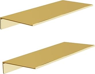 HNVNER Metal Wall Shelves Set of 2, Brushed Gold Floating Shelf, 29.6CM Wall Decorative Shelf for Photos, Collectibles, Vases, Trinkets, Crafts, Trophy, etc. Shower caddy