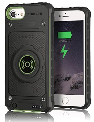 iPhone 6s Plus Battery Case, iPhone 7 Plus Battery Case, Apoptech Shockproof Protective Bumper iPhone 6 Plus Charger Case Portable Battery Backup 3350mAh External Power Bank for iPhone 6s Plus Green