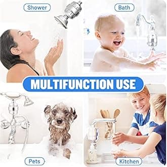 Shower Filter 20 Stage Showerhead Filter for Hard Water with 2 Replaceable Cartridges for Removing Chlorine Fluoride, Polished Chrome