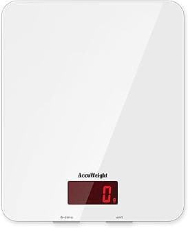 201 Digital Kitchen Scales Food Scale with Tempered Glass Platform Electronic Cooking Scales with Backlit LCD Display Multifunctional Scale for Home Office Use, 5kg,11lb
