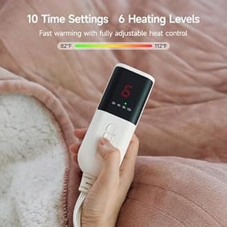GOTCOZY Heated Blanket King Size - Electric Blankets with Dual Controller 6 Heating Level & 10 Hour Auto Off Heating Blanket, ETL Certified (100X90 Inch Rose Dust)